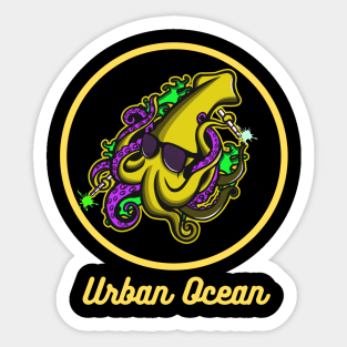 Urban Ocean Squid Logo (Yellow) Sticker